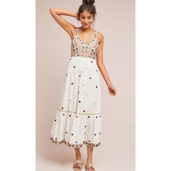 Anthropologie Dresses & Skirts - Anthropologie Payal Pratap Nora Midi Embroidered Artisan Festival Boho Dress 8